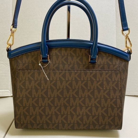 BNWT Michael Kors LG Yara Satchel w/ Crossbody Strap River Blue - Picture 6 of 10